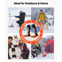 VEVOR Heated Socks, 5000mAh Battery Powered, Rechargeable Heating Socks with 4 Heating Levels, Electric Heated Sock with APP Control for Men Women, Foot Warmer for Hunting Riding Camping Hiking