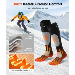 VEVOR Heated Socks, Medium Size, 5000mAh Battery Rechargeable Heating Socks with 4 Heating Levels, Electric Heated Sock with APP Control for Men Women, Foot Warmer for Hunting Riding Camping Hiking