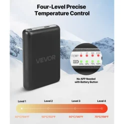 VEVOR Heated Socks, Medium Size, 5000mAh Battery Rechargeable Heating Socks with 4 Heating Levels, Electric Heated Sock with APP Control for Men Women, Foot Warmer for Hunting Riding Camping Hiking
