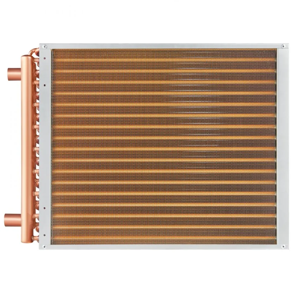 VEVOR Heat Exchanger Water to Air, 18"x 20" with 3-Row 3/8" Copper Ports, 242 Aluminum Fins Heat Exchanger for Outdoor Wood Furnaces, Residential Heating and Cooling, and Forced Air Heating