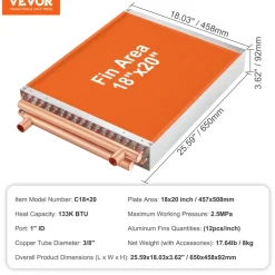 VEVOR Heat Exchanger Water to Air, 18