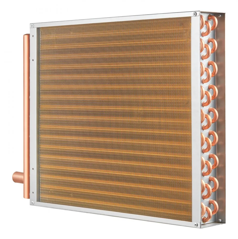 VEVOR Heat Exchanger Water to Air, 18"x 20" with 3-Row 3/8" Copper Ports, 242 Aluminum Fins Heat Exchanger for Outdoor Wood Furnaces, Residential Heating and Cooling, and Forced Air Heating