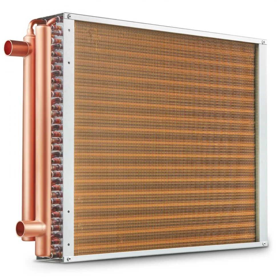 VEVOR Heat Exchanger Water to Air, 18"x 20" with 3-Row 3/8" Copper Ports, 242 Aluminum Fins Heat Exchanger for Outdoor Wood Furnaces, Residential Heating and Cooling, and Forced Air Heating