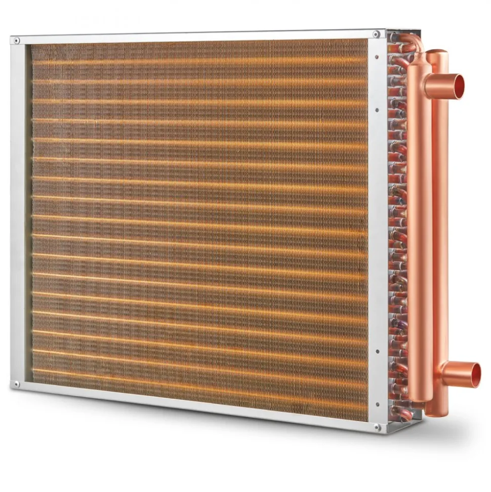 VEVOR Heat Exchanger Water to Air, 18"x 20" with 3-Row 3/8" Copper Ports, 242 Aluminum Fins Heat Exchanger for Outdoor Wood Furnaces, Residential Heating and Cooling, and Forced Air Heating