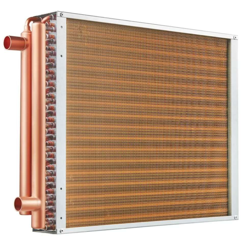 VEVOR Heat Exchanger Water to Air, 18"x 20" with 3-Row 3/8" Copper Ports, 242 Aluminum Fins Heat Exchanger for Outdoor Wood Furnaces, Residential Heating and Cooling, and Forced Air Heating