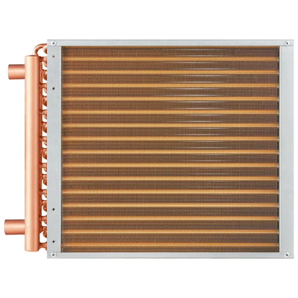 VEVOR Heat Exchanger Water to Air, 16"x 16" with 3-Row 3/8" Copper Ports, 193 Aluminum Fins Heat Exchanger for Outdoor Wood Furnaces, Residential Heating and Cooling, and Forced Air Heating