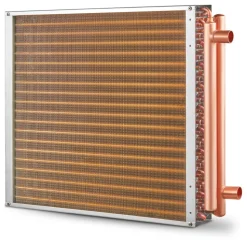 VEVOR Heat Exchanger Water to Air, 20"x 20" with 3-Row 3/8" Copper Ports, 242 Aluminum Fins Heat Exchanger for Outdoor Wood Furnaces, Residential Heating and Cooling, and Forced Air Heating