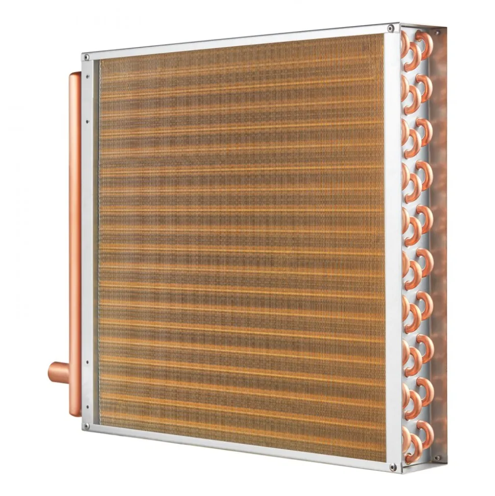 VEVOR Heat Exchanger Water to Air, 20"x 20" with 3-Row 3/8" Copper Ports, 242 Aluminum Fins Heat Exchanger for Outdoor Wood Furnaces, Residential Heating and Cooling, and Forced Air Heating
