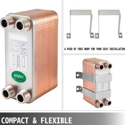 VEVOR Heat Exchanger 3"x7.5" 40 Plates Brazed Plate Heat Exchanger 316L 3/4" MPT Heat Exchanger B3-12A Beer Wort Chiller for Hydronic Heating
