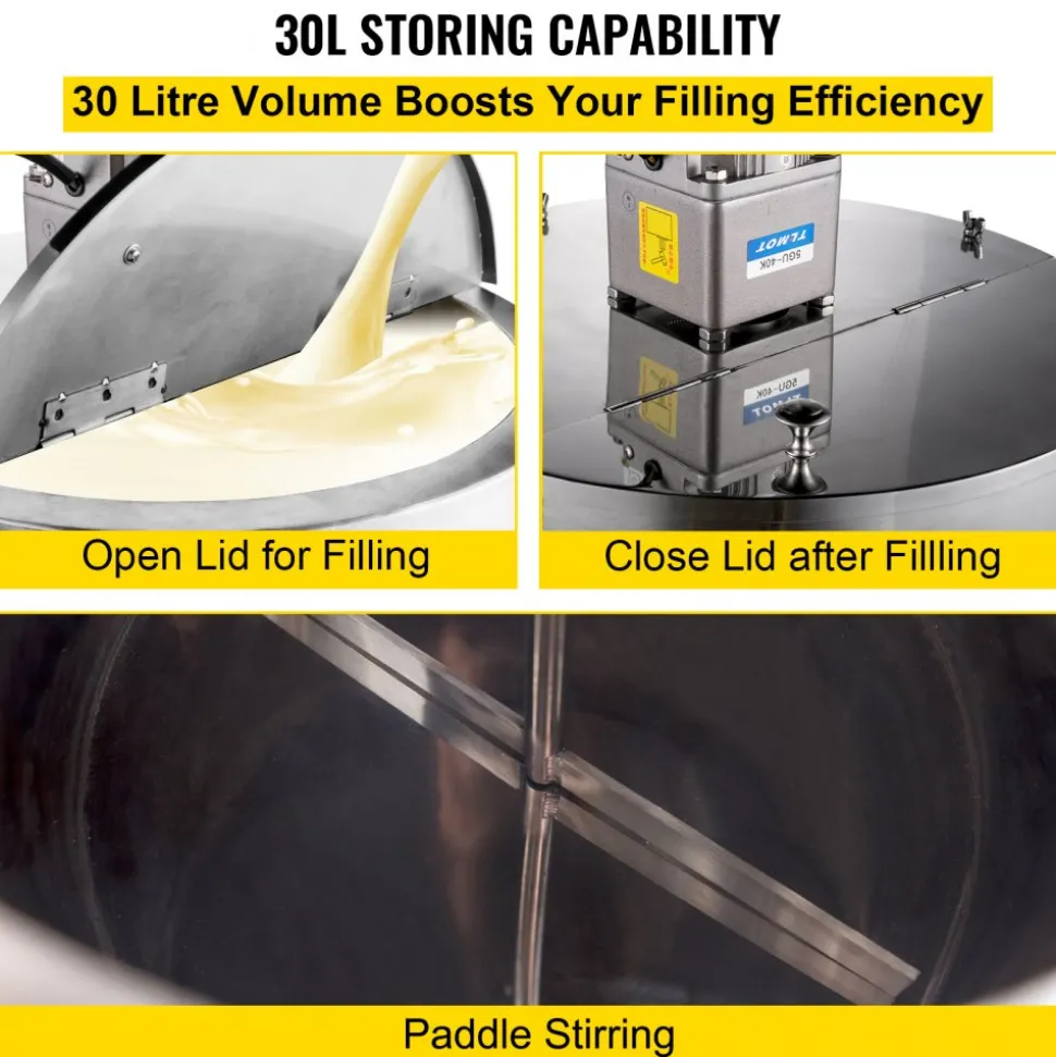 VEVOR Heating Mixing Filling Machine, 30L/7.9 Gal Lipstick Filling Machine, 35W Lipstick Filler, Heating and Stirring Filling Machine with Stirrer for Cosmetics, Drink, Lipstick, Wax and Nail Polish