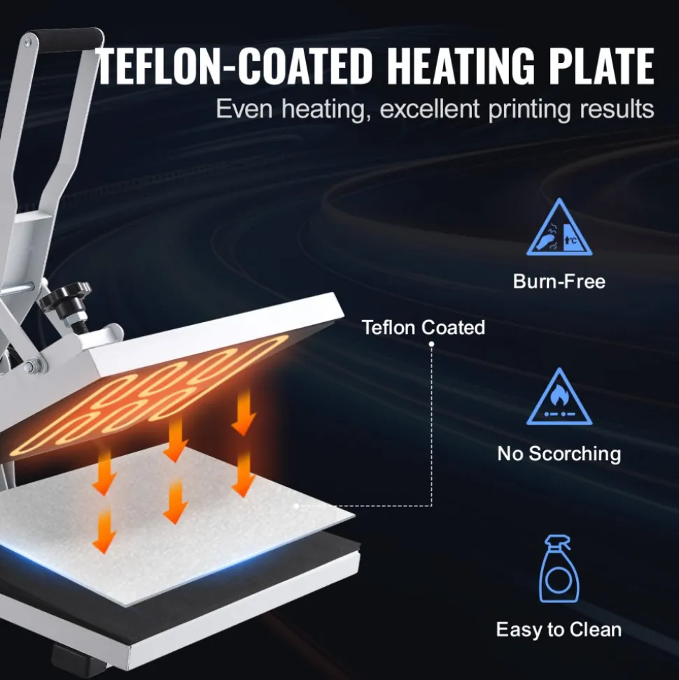 VEVOR Heat Press, Heat Press Machine for T-Shirt, Fast Heating, High Pressure Heat Press 15x15, Power Digital Industrial Sublimation Printer for Heat Transfer Vinyl, Easy to Use, White
