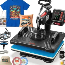 VEVOR Heat Press, 5 in 1 Heat Press 12x15 Machine Machine, Digital Precise Temperature Control, Clamshell Sublimation Transfer Printer Fast Heat-up, Vinyl Heat Press for Mug Cup T-Shirt Plate, 900W