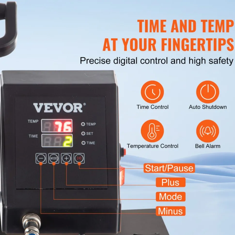 VEVOR Heat Press, 5 in 1 15 x 15 Inch Heat Press Machine, Dual LED Display Heat Press Machine, Multifunctional Sublimation, for T-Shirts, Swing Away Design