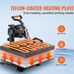 VEVOR Heat Press, 5 in 1 15 x 15 Inch Heat Press Machine, Dual LED Display Heat Press Machine, Multifunctional Sublimation, for T-Shirts, Swing Away Design