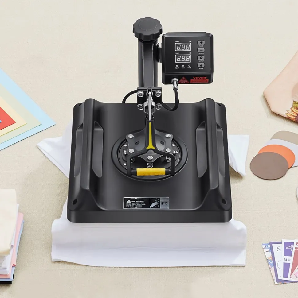 VEVOR Heat Press Machine 8 in 1 Combo, Heat Press 15x15 in, Swing Away T Shirt Printing Machine Digital Control, Multifunction Transfer Machine Sublimation, for T-Shirt Hat Cap Mug Plate, Black