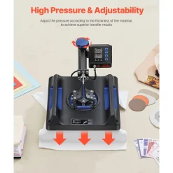 VEVOR Heat Press Machine 8 in 1 Combo, Heat Press 15x15 in, Swing Away T Shirt Printing Machine Digital Control, Multifunction Transfer Machine Sublimation, for T-Shirt Hat Cap Mug Plate, Blue