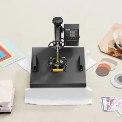 VEVOR Heat Press Machine, 15 x 15 inch, 2 in 1 Heat Transfer Machine with Hat Press, 360° Swing Away T-Shirt Pressing, Digital Precise Control, Fast Even Heating for T-Shirts/Hats/Caps, Black