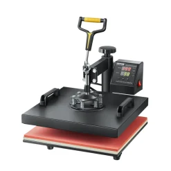 VEVOR Heat Press Machine, 15 x 15 inch, 2 in 1 Heat Transfer Machine with Hat Press, 360° Swing Away T-Shirt Pressing, Digital Precise Control, Fast Even Heating for T-Shirts/Hats/Caps, Black