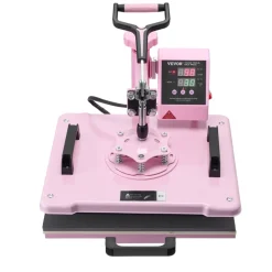 VEVOR Heat Press Machine, 12 x 15 inch, 5 in 1 Heat Transfer Machine with 30 oz Tumbler Press, 360° Swing Away T-Shirt Pressing, Digital Precise Control, for T-Shirts/Mugs/Hats/Plates, Pink