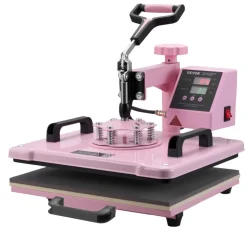 VEVOR Heat Press Machine, 12 x 15 inch, 5 in 1 Heat Transfer Machine with 30 oz Tumbler Press, 360° Swing Away T-Shirt Pressing, Digital Precise Control, for T-Shirts/Mugs/Hats/Plates, Pink