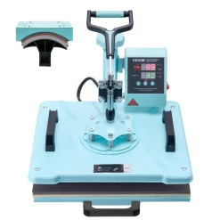 VEVOR Heat Press Machine, 12 x 15 inch, 2 in 1 Heat Transfer Machine with Hat Press, 360° Swing Away T-Shirt Pressing Machine, Digital Precise Control, Fast Even Heating for T-Shirts/Hats/Caps, Green