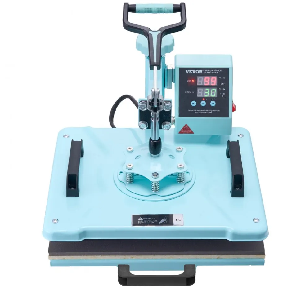 VEVOR Heat Press Machine, 12 x 15 inch, 2 in 1 Heat Transfer Machine with Hat Press, 360° Swing Away T-Shirt Pressing Machine, Digital Precise Control, Fast Even Heating for T-Shirts/Hats/Caps, Green
