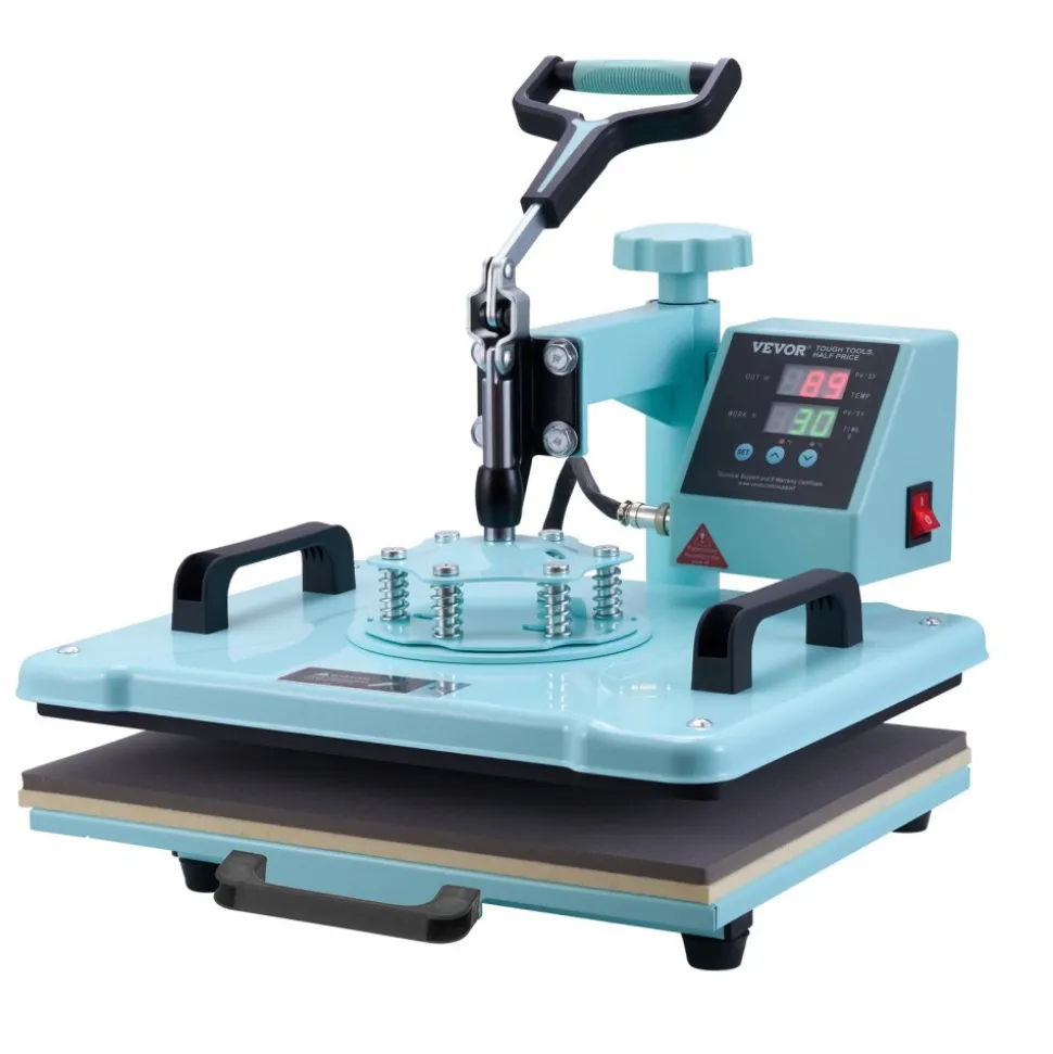 VEVOR Heat Press Machine, 12 x 15 inch, 2 in 1 Heat Transfer Machine with Hat Press, 360° Swing Away T-Shirt Pressing Machine, Digital Precise Control, Fast Even Heating for T-Shirts/Hats/Caps, Green