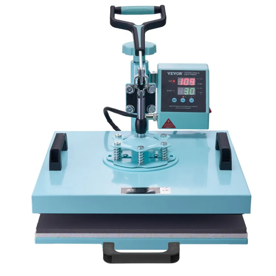 VEVOR Heat Press Machine, 15 x 15 inch, 8 in 1 Heat Transfer Machine with 6-30 oz Tumbler Press, 360° Swing Away T-Shirt Pressing, Digital Precise Control, for T-Shirts/Mugs/Hats/Plates, Green