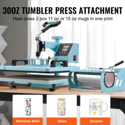 VEVOR Heat Press Machine, 12 x 15 inch, 8 in 1 Heat Transfer Machine with 6-30 oz Tumbler Press, 360° Swing Away T-Shirt Pressing, Digital Precise Control, for T-Shirts/Mugs/Hats/Plates, Pink