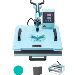 VEVOR Heat Press Machine, 12 x 15 inch, 5 in 1 Heat Transfer Machine with 30 oz Tumbler Press, 360° Swing Away T-Shirt Pressing, Digital Precise Control, for T-Shirts/Mugs/Hats/Plates, Green