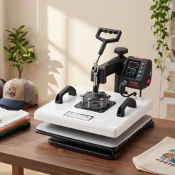 VEVOR Heat Press Machine, 15 x 15 in, 2-in-1 Multifunction, 360° Swing Away, 1200W Double Tube Fast and Even Heating, Digital Precise Control, Sublimation Press Machine for T-Shirts, Hats, Caps