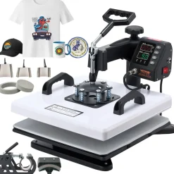 VEVOR Heat Press Machine, 15 x 15 in, 8-in-1 Multifunction, 360° Swing Away, Heat Up Fast and Even, Digital Precise Control, Sublimation Press Machine for T-Shirts, Mugs, Tumblers, Caps, Plates
