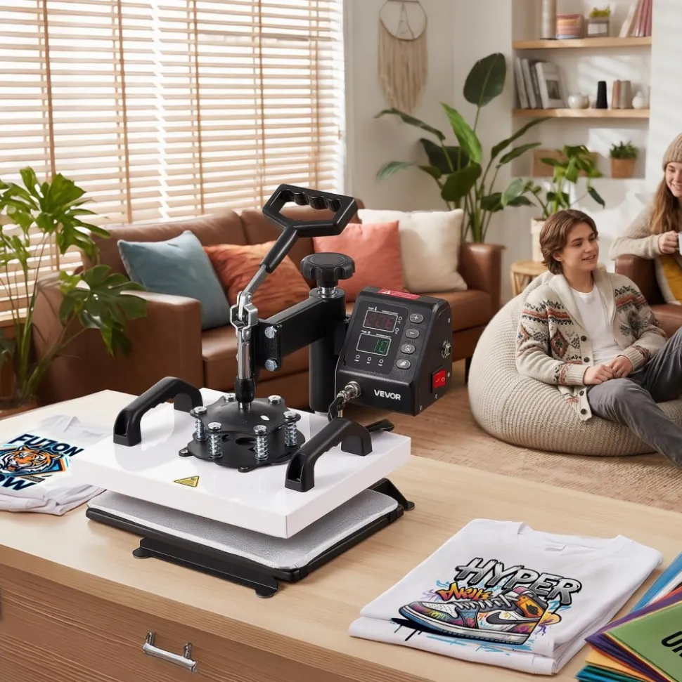 VEVOR Heat Press Machine 12 x 10 in Sublimation Press Machine Swing Away, Heat Up Fast and Even, Digital Precise Time and Temperature Control, for T-Shirts, Canvas Tote Bag, Pillowcases, Socks