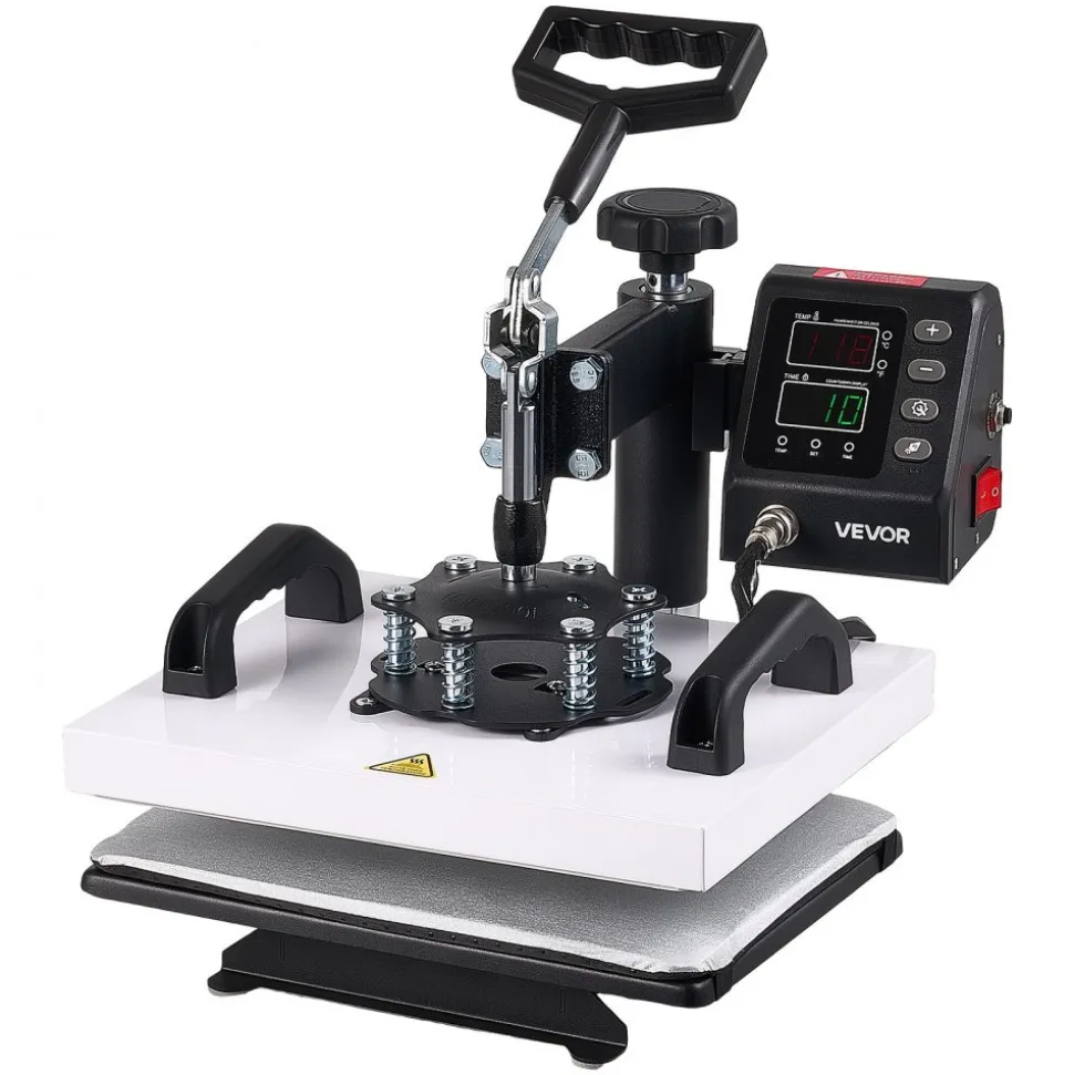 VEVOR Heat Press Machine 12 x 10 in Sublimation Press Machine Swing Away, Heat Up Fast and Even, Digital Precise Time and Temperature Control, for T-Shirts, Canvas Tote Bag, Pillowcases, Socks