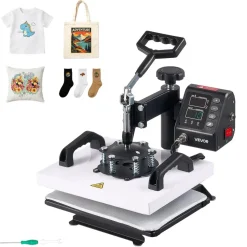 VEVOR Heat Press Machine 12 x 10 in Sublimation Press Machine Swing Away, Heat Up Fast and Even, Digital Precise Time and Temperature Control, for T-Shirts, Canvas Tote Bag, Pillowcases, Socks