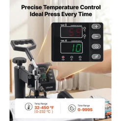 VEVOR Heat Press Machine 12 x 15 in Sublimation Press Machine Swing Away, Heat Up Fast and Even, Digital Precise Time and Temperature Control, for T-Shirts, Canvas Tote Bags, Pillowcases, Socks