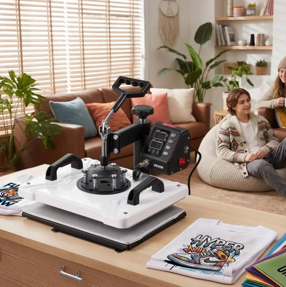 VEVOR Heat Press Machine 12 x 15 in Sublimation Press Machine Swing Away, Heat Up Fast and Even, Digital Precise Time and Temperature Control, for T-Shirts, Canvas Tote Bags, Pillowcases, Socks