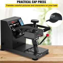 VEVOR Heat Press 6x3.75Inch Curved Element Hat Press Clamshell Design Heat Press for Hats Rigid Steel Frame No Stick Digital LCD Timer and Temperature Control (6x3.75Inch Clamshell Design)