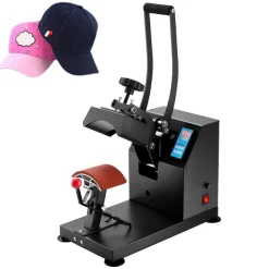 VEVOR Heat Press 6x3.75Inch Curved Element Hat Press Clamshell Design Heat Press for Hats Rigid Steel Frame No Stick Digital LCD Timer and Temperature Control (6x3.75Inch Clamshell Design)