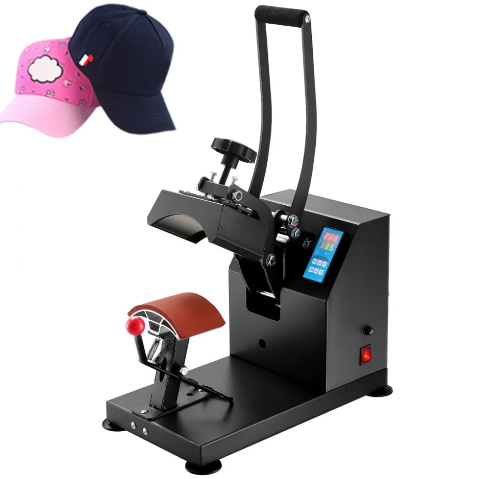 VEVOR Heat Press 6x3.75Inch Curved Element Hat Press Clamshell Design Heat Press for Hats Rigid Steel Frame No Stick Digital LCD Timer and Temperature Control (6x3.75Inch Clamshell Design)