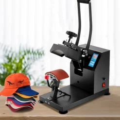 VEVOR Heat Press 6x3.75Inch Curved Element Hat Press Clamshell Design Heat Press for Hats Rigid Steel Frame No Stick Digital LCD Timer and Temperature Control (6x3.75Inch Clamshell Design)