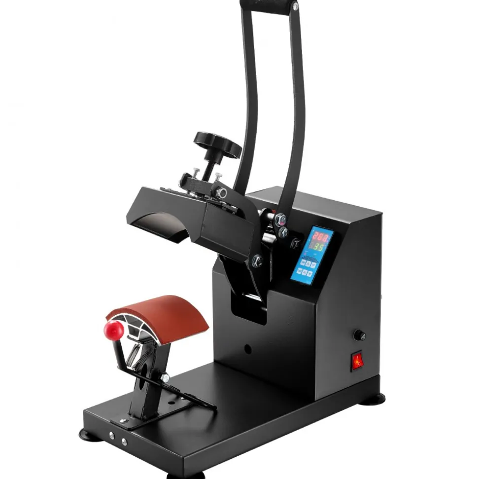 VEVOR Heat Press 6x3.75Inch Curved Element Hat Press Clamshell Design Heat Press for Hats Rigid Steel Frame No Stick Digital LCD Timer and Temperature Control (6x3.75Inch Clamshell Design)