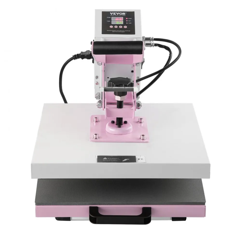 VEVOR Heat Press, 15 x 15 inch Digital Heat Press Machine, Slide Out Heat Transfer Machine, Fast and Even Heating, 2-Layer Insulation Cotton, Heat Transfer Machine for T-Shirts/Pillows/Bags, Pink