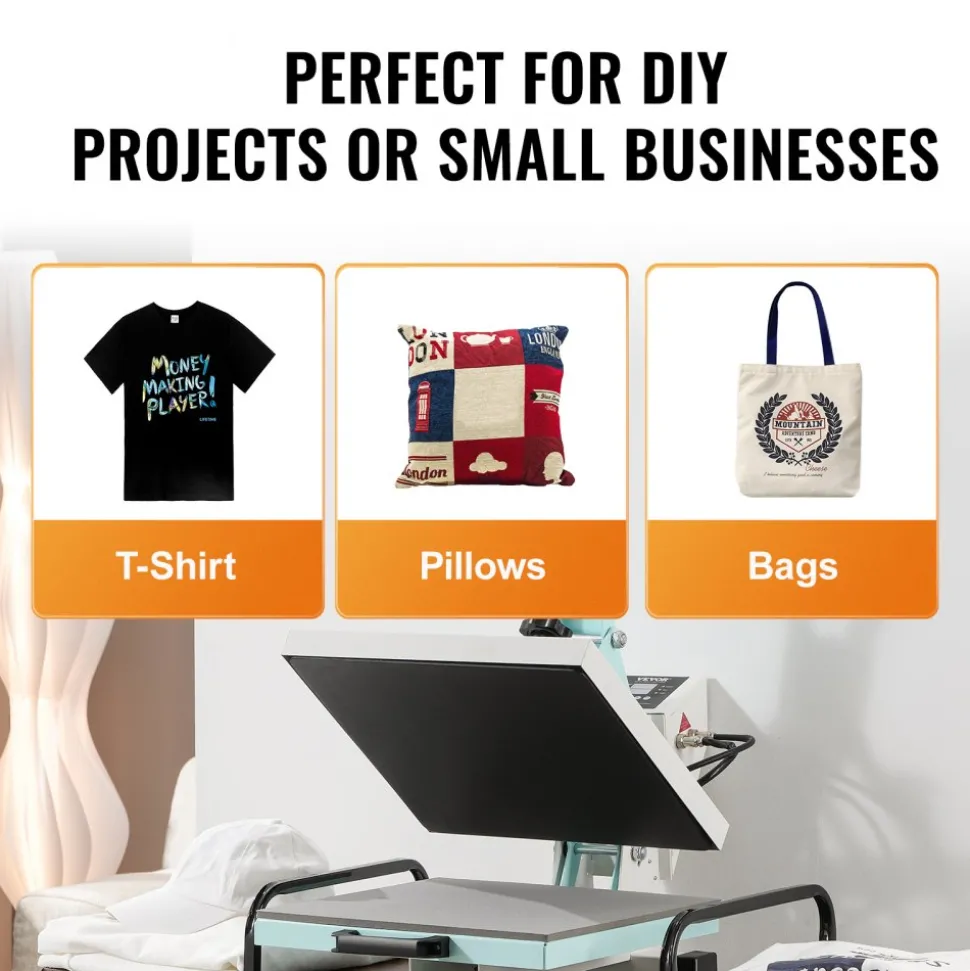 VEVOR Heat Press, 15 x 15 inch Digital Heat Press Machine, Slide Out Heat Transfer Machine, Fast and Even Heating, 2-Layer Insulation Cotton, Heat Transfer Machine for T-Shirts/Pillows/Bags, Green