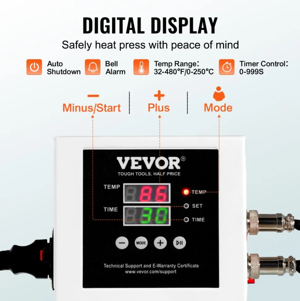 VEVOR Heat Press, 15 x 15 inch Digital Heat Press Machine, Slide Out Heat Transfer Machine, Fast and Even Heating, 2-Layer Insulation Cotton, Heat Transfer Machine for T-Shirts/Pillows/Bags, Green