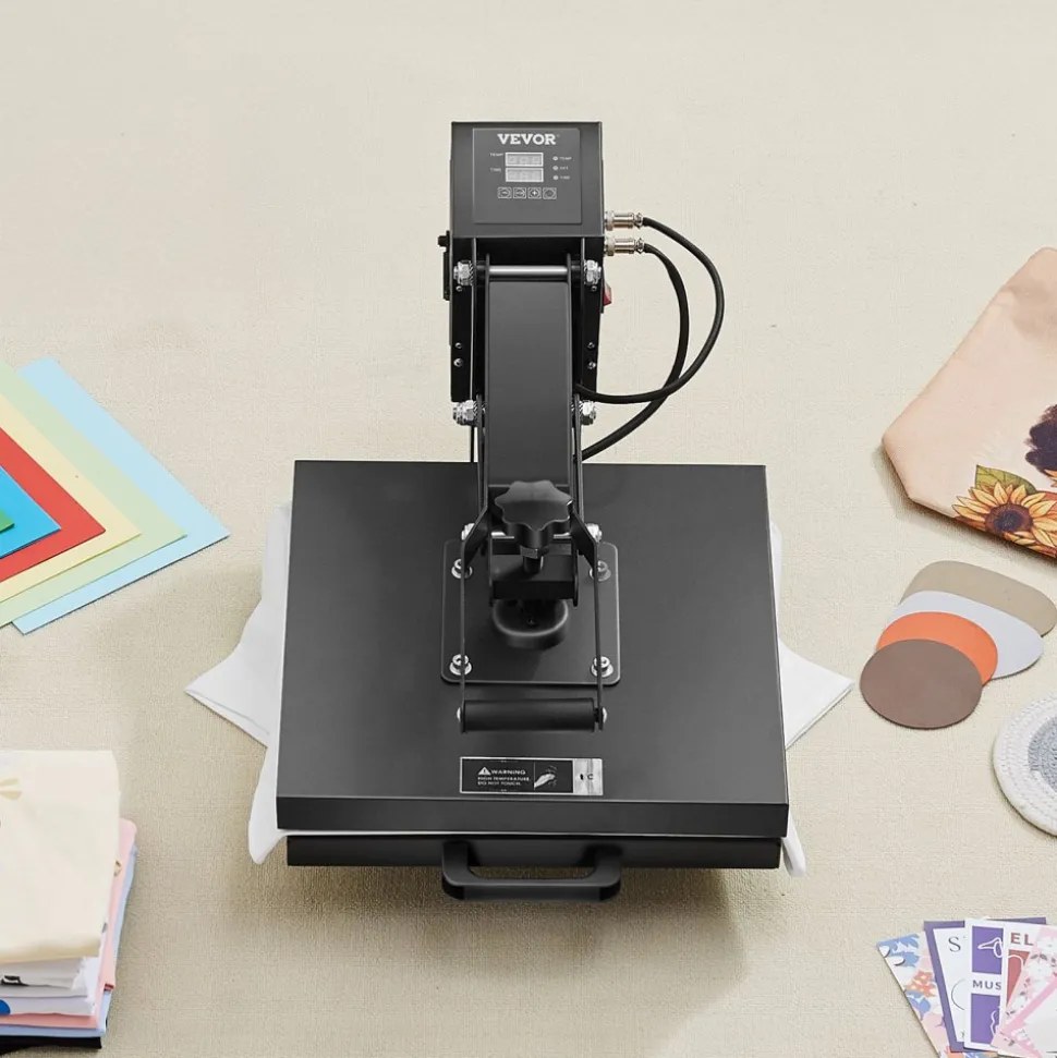 VEVOR Heat Press, 15 x 15 inch Heat Press Machine for T-shirts, Fast and Even Heating, Easy to Use, High Pressure for Digital Industrial-Quality Sublimation Printer for Transfer Vinyl, T-shirt, Black