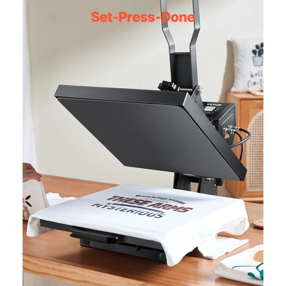 VEVOR Heat Press, 15 x 15 inch Heat Press Machine for T-shirts, Fast and Even Heating, Easy to Use, High Pressure for Digital Industrial-Quality Sublimation Printer for Transfer Vinyl, T-shirt, Black