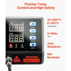 VEVOR Heat Press, 15x15in Swing Away 5 in 1 Heat Press Machine, Digital Control Multifunctional Device, Quick Heating with Safety Features, Ideal for T-shirts, Hats, Caps, Mugs, Plates