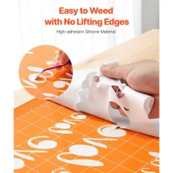 VEVOR Heat Transfer Vinyl, 12 in x 25 ft, Glossy White HTV Iron on Vinyl Roll, Easy to Cut and Weed, Strong Adhesion, Compatible with Cutting Machines, for Various Materials, T-shirts, Pillows, Hats