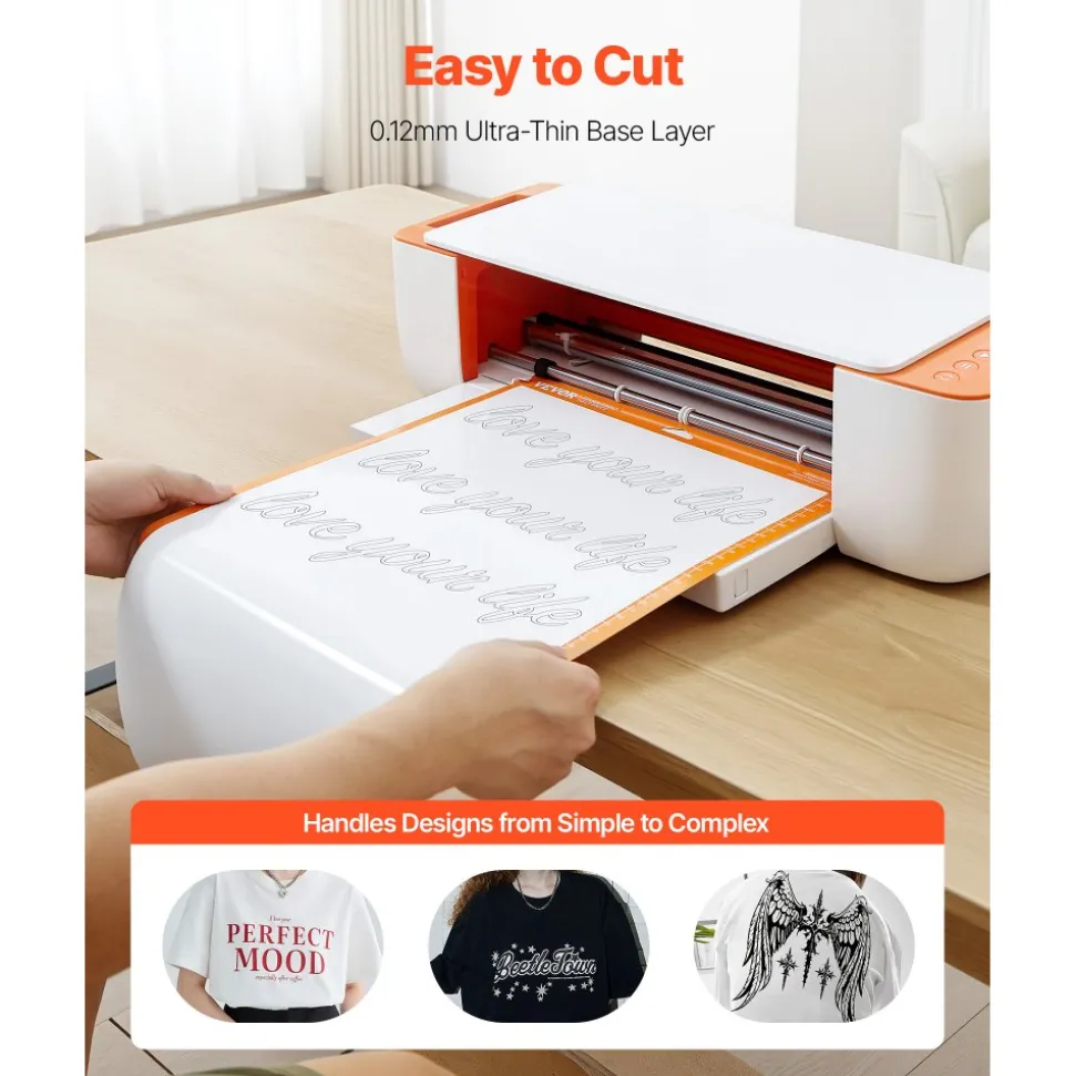 VEVOR Heat Transfer Vinyl, 12 in x 50 ft, Glossy White HTV Iron on Vinyl Roll, Easy to Cut and Weed, Strong Adhesion, Compatible with Cutting Machines, for Various Materials, T-shirts, Pillows, Hats